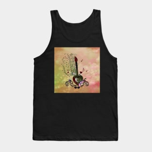 Music, heart guitar with birds and butterflies Tank Top